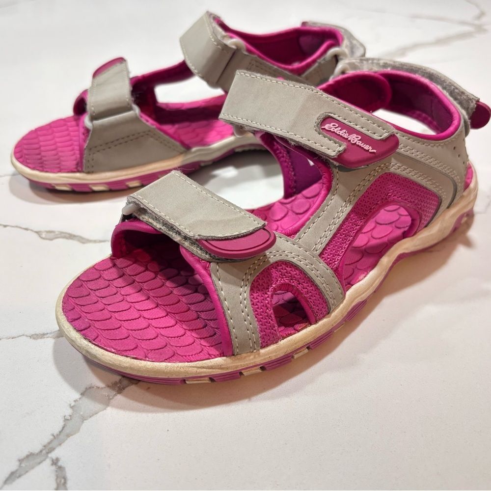 Eddie Bauer Girls Madison Pink Gray Grey Sporty Hiking Waterproof Sandals Size 3